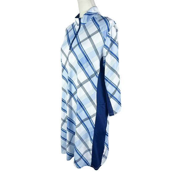 SanSoleil SolStyle Golf Dress 3/4 Sleeve Mock Zip UV 50 Hopscotch Blue Size XL - Picture 5 of 6